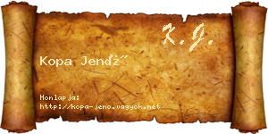 Kopa Jenő névjegykártya